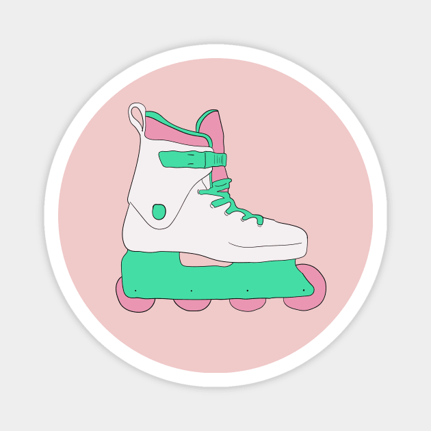 Roller Skate Roller Blade 90s Aesthetic Nostalgia Minimalist Magnet by NostalgiaUltra